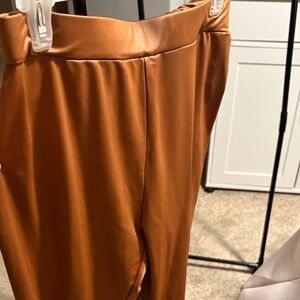 Sleek Orange Satin Pants